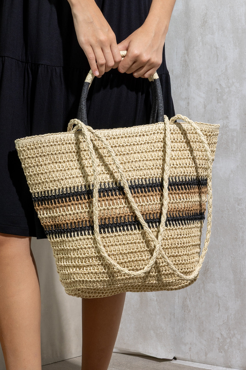 18037 - BORSA A RIGHE CON MANICO