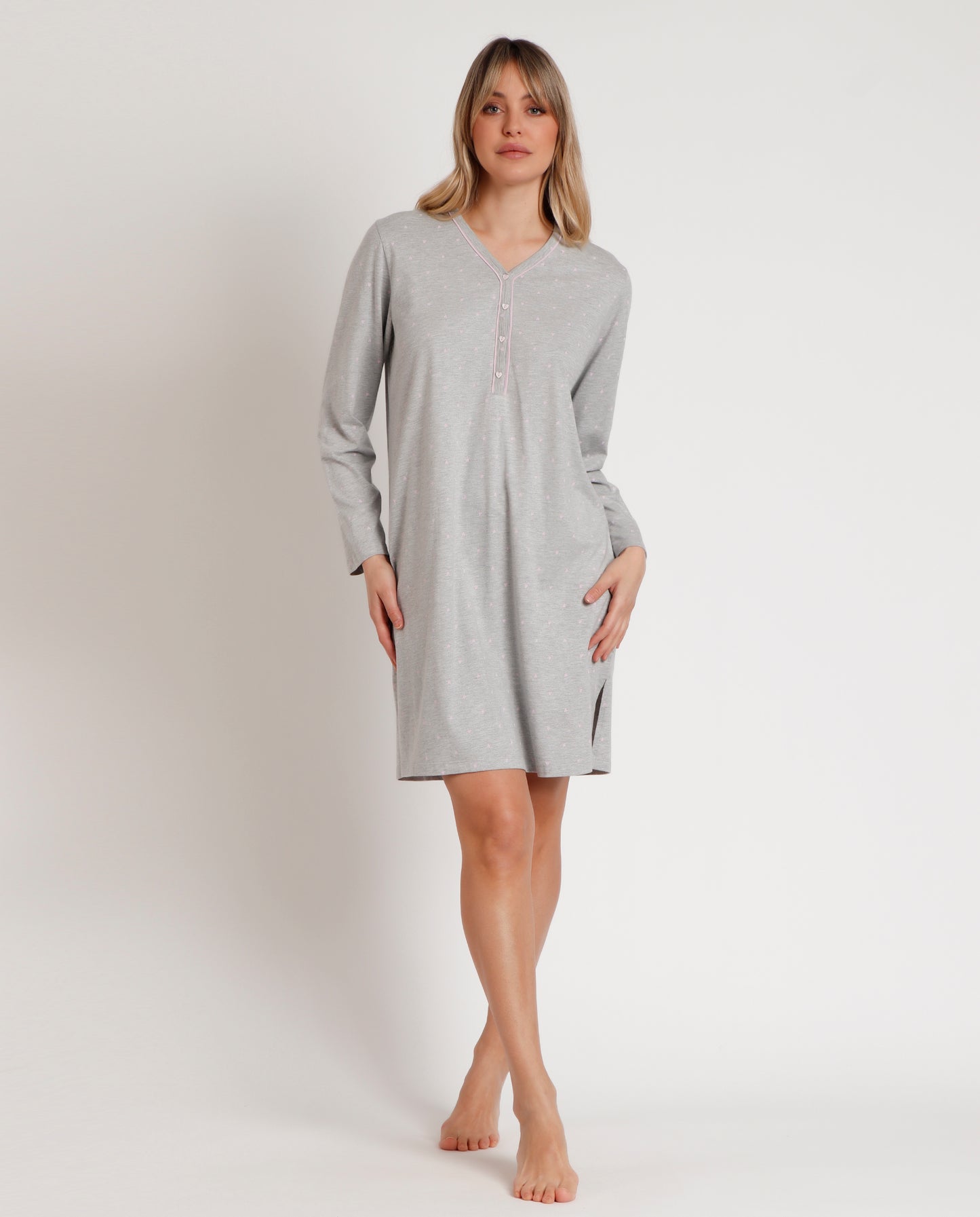 61308 - CAMICIA DA NOTTE CON CUORI ROSA