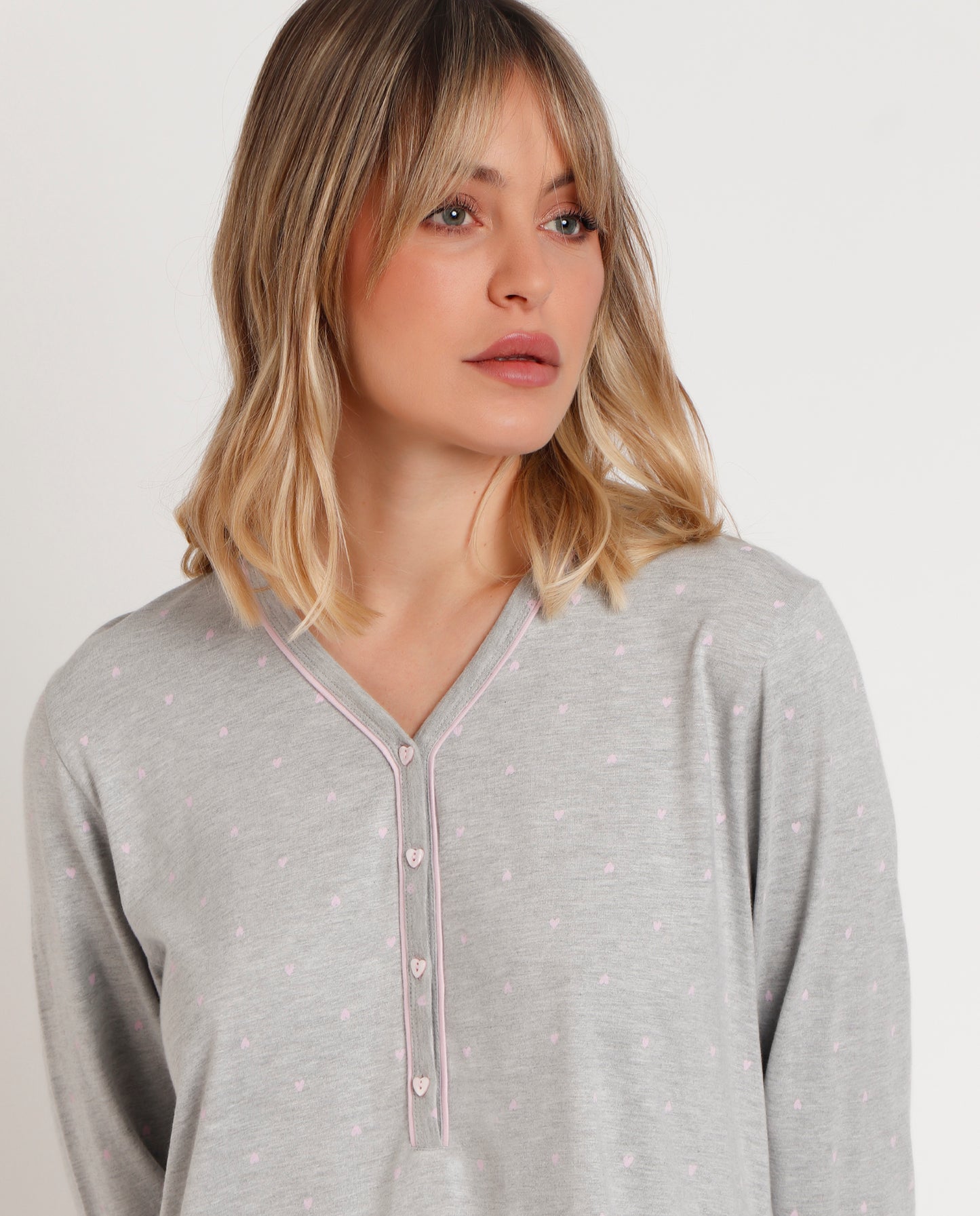 61308 - CAMICIA DA NOTTE CON CUORI ROSA