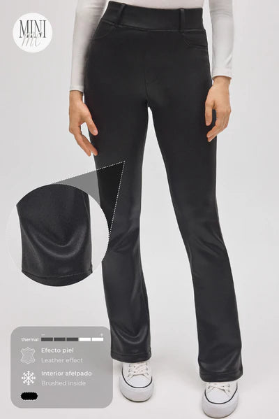 70443 - LEGGINS A ZAMPA FELPATI IN PELLE