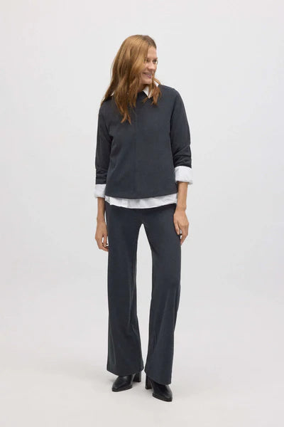 70669 - PANTALONE AMPIO A VITA ALTA IN EFFETTO PIQUÉ