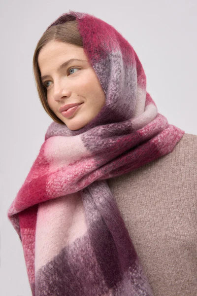 70702 - SCIALLE PASHMINA CON QUADRI A CONTRASTO