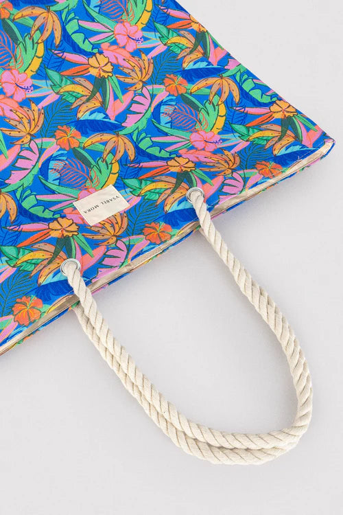 86293 - BORSA DA SPIAGGIA IN TESSUTO CON STAMPA TROPICALE