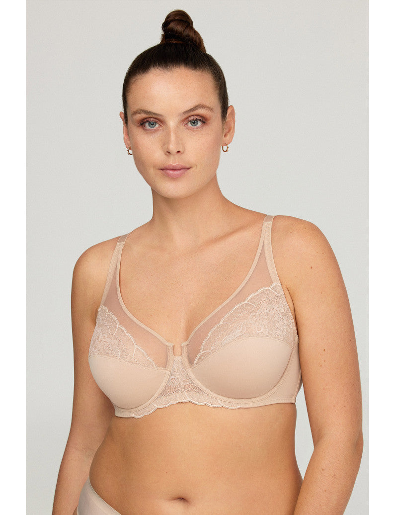 W1891 - REGGISENO FODERATO CON FERRETTO REALIZZATO IN MICROFIBRA ABBINATA A PIZZO E TULLE