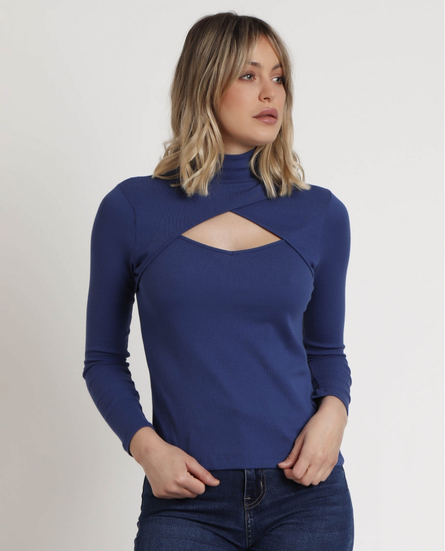 43558 - T-SHIRT A MANICHE LUNGHE CON COLLO INCROCIATO