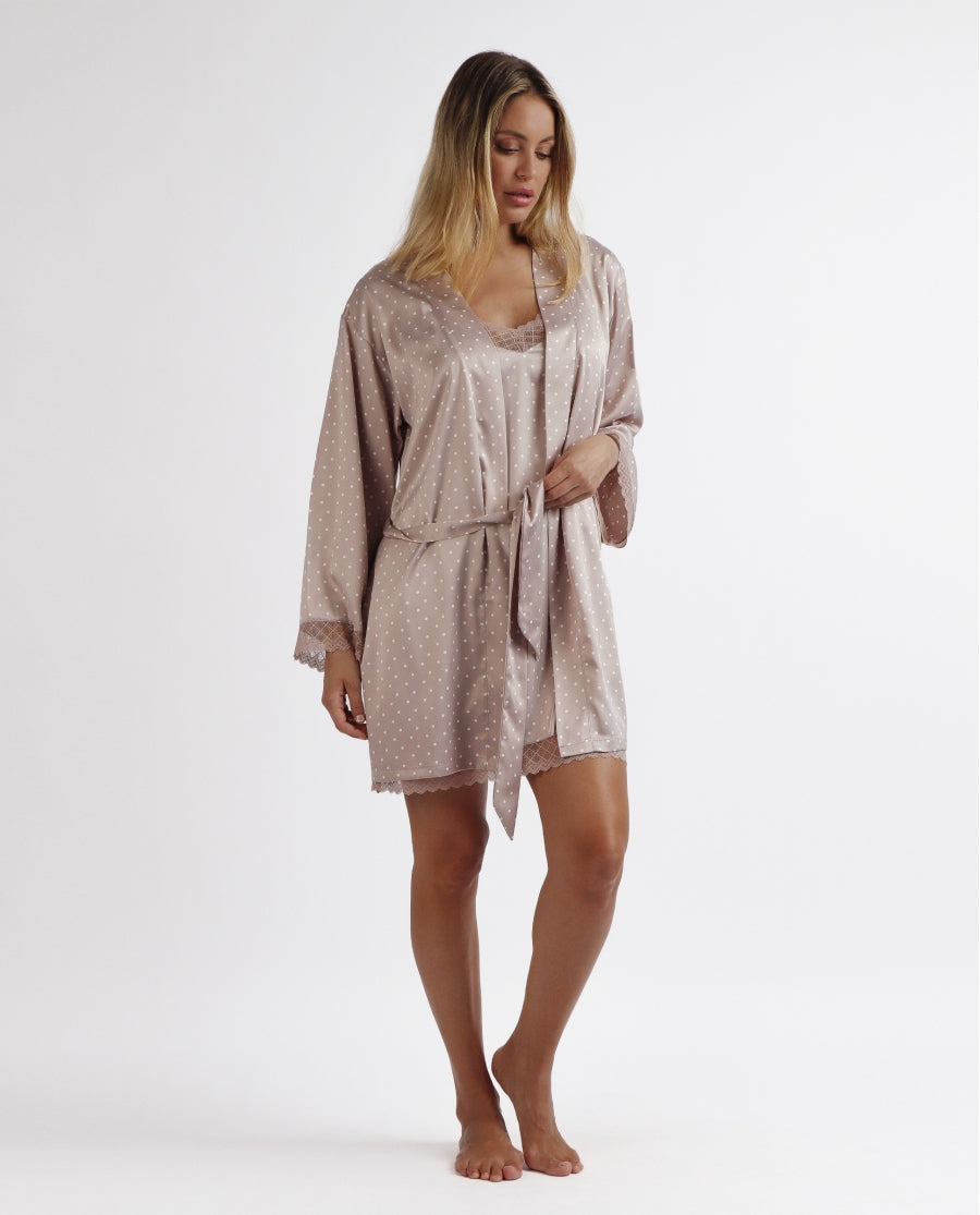 67108 - VESTAGLIA DONNA IN RASO A POIS