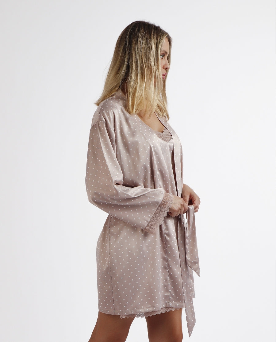 67108 - VESTAGLIA DONNA IN RASO A POIS