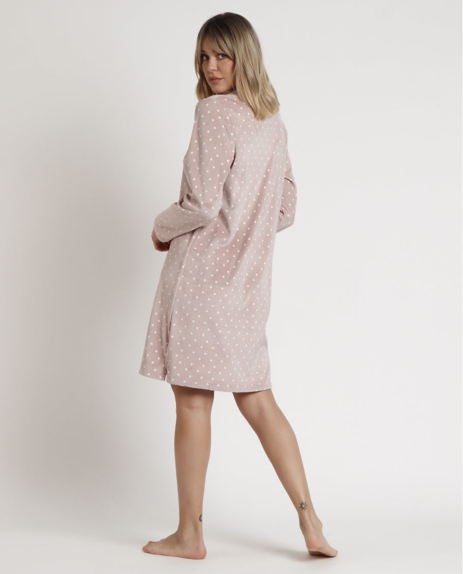61310 - CAMICIA DA NOTTE IN VELUTTO A POIS