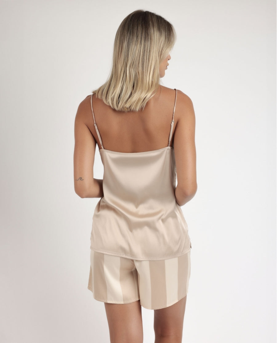 63566 - PIGIAMA CORTO IN RASO A RIGHE
