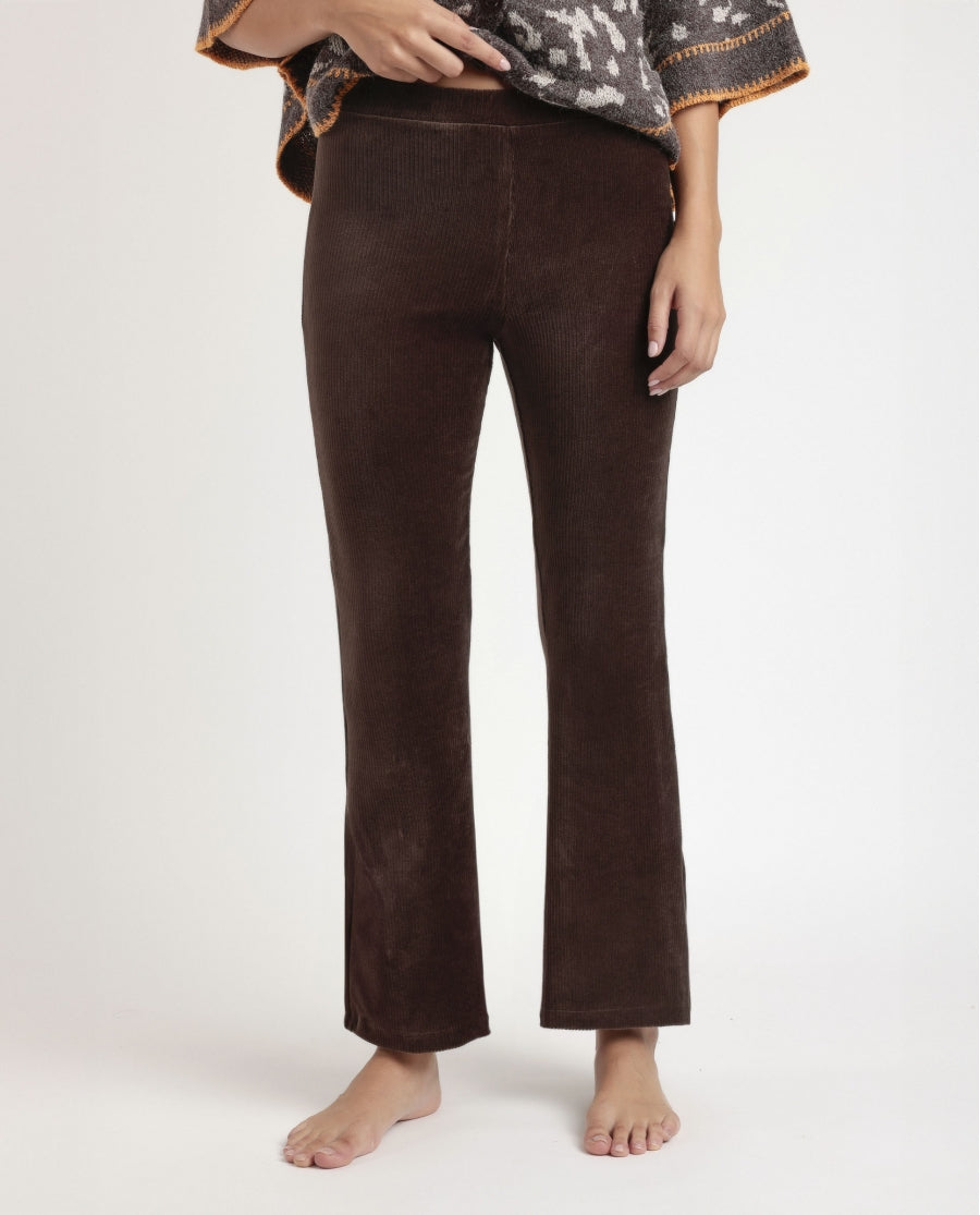 49206 - PANTALONI A CAMPANA ELASTICIZZATI IN VELLUTO A COSTE