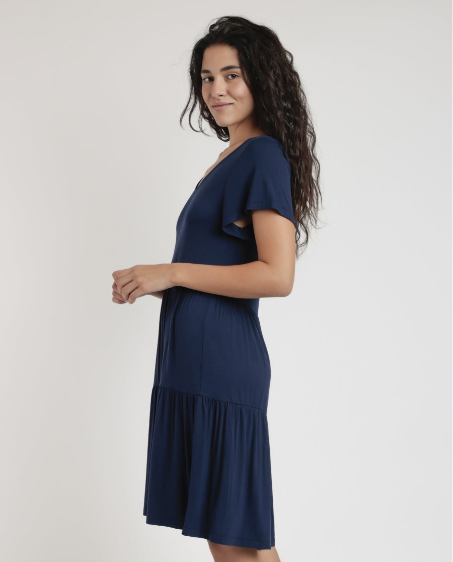 19797 - VESTITO MEZZA MANICA CON BALZE