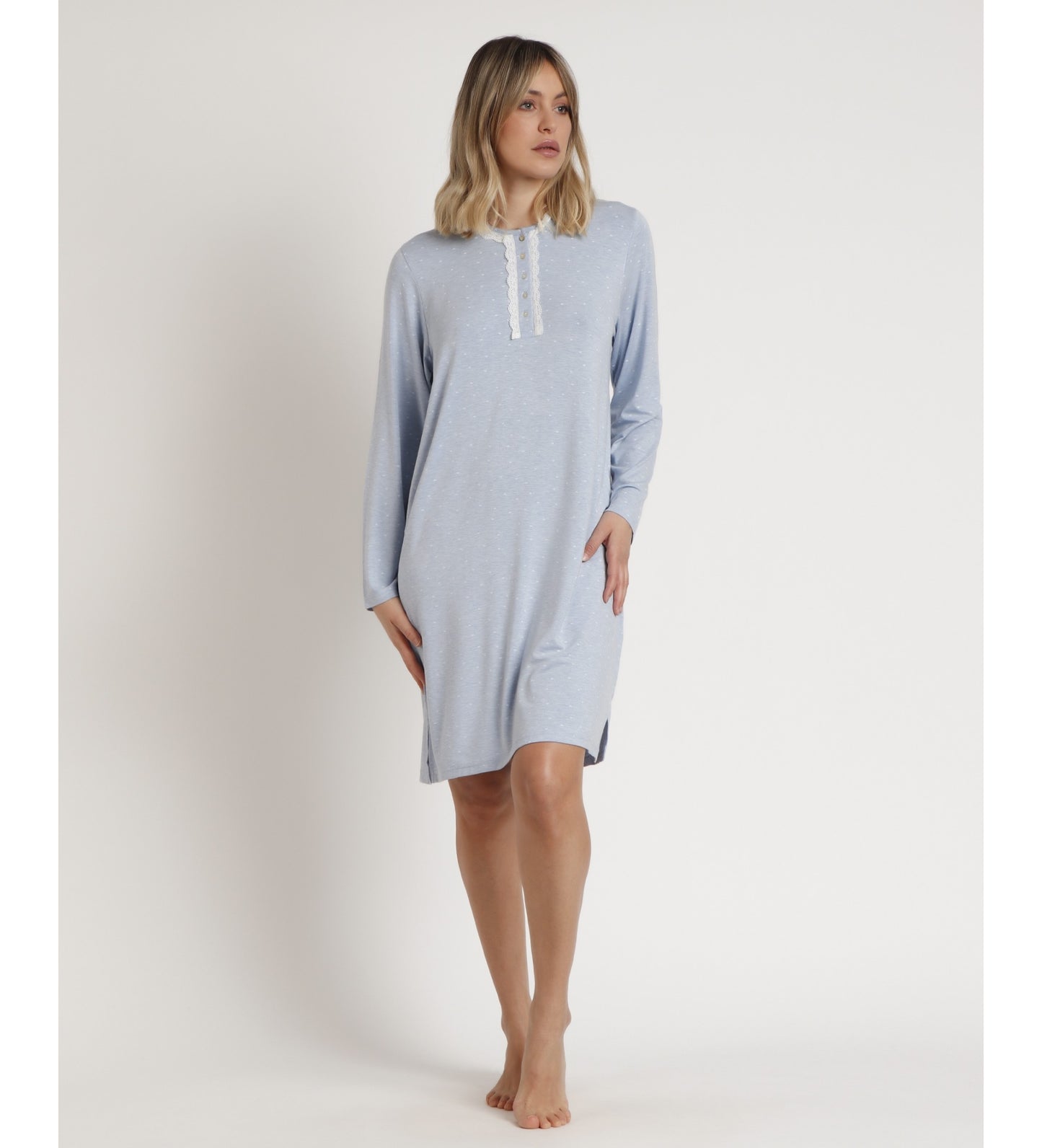 61309 - CAMICIA DA NOTTE MANICA LUNGA CUORI SOFT