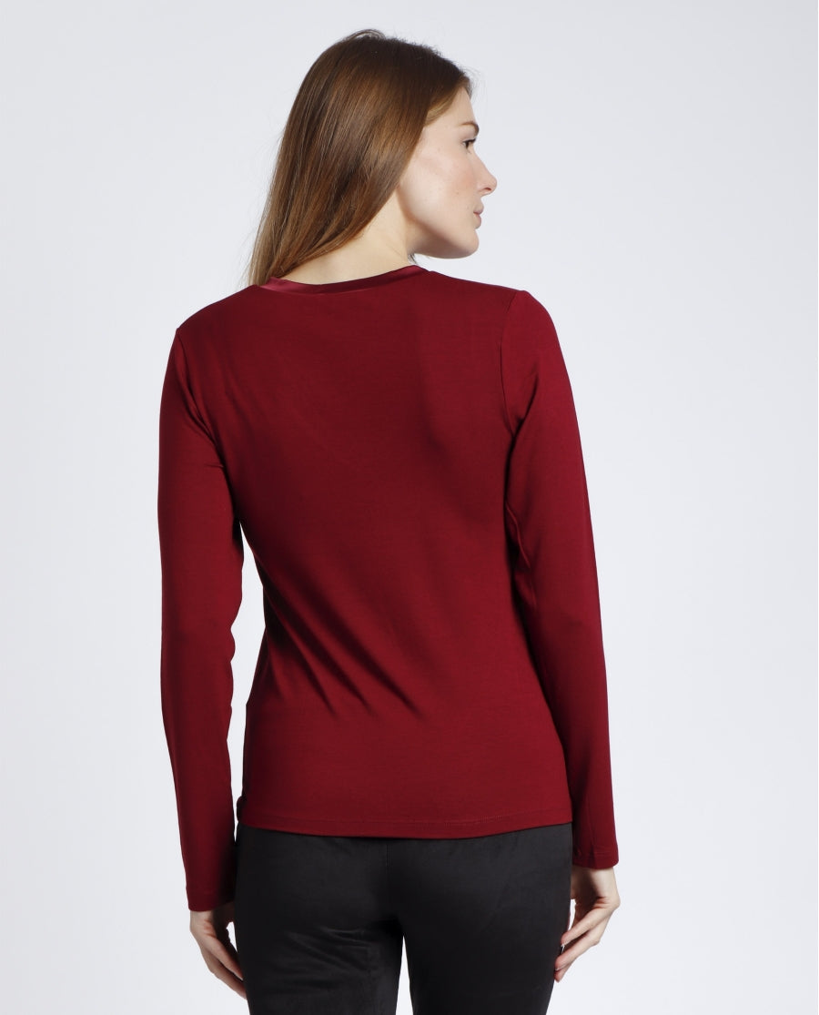 T-SHIRT SCOLLO A V IN RASO MANICA LUNGA ADMAS