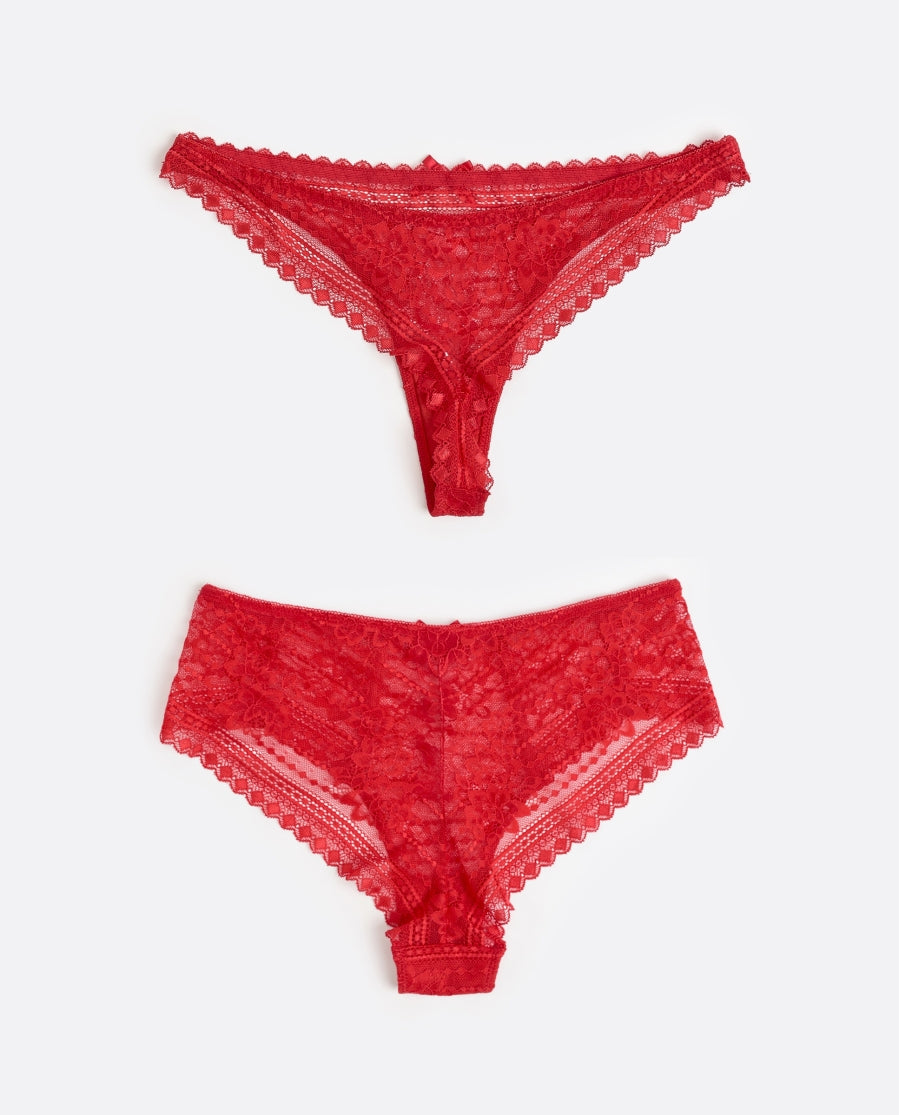 41705 - CULOTTE E TANGA ROSSE IN PIZZO