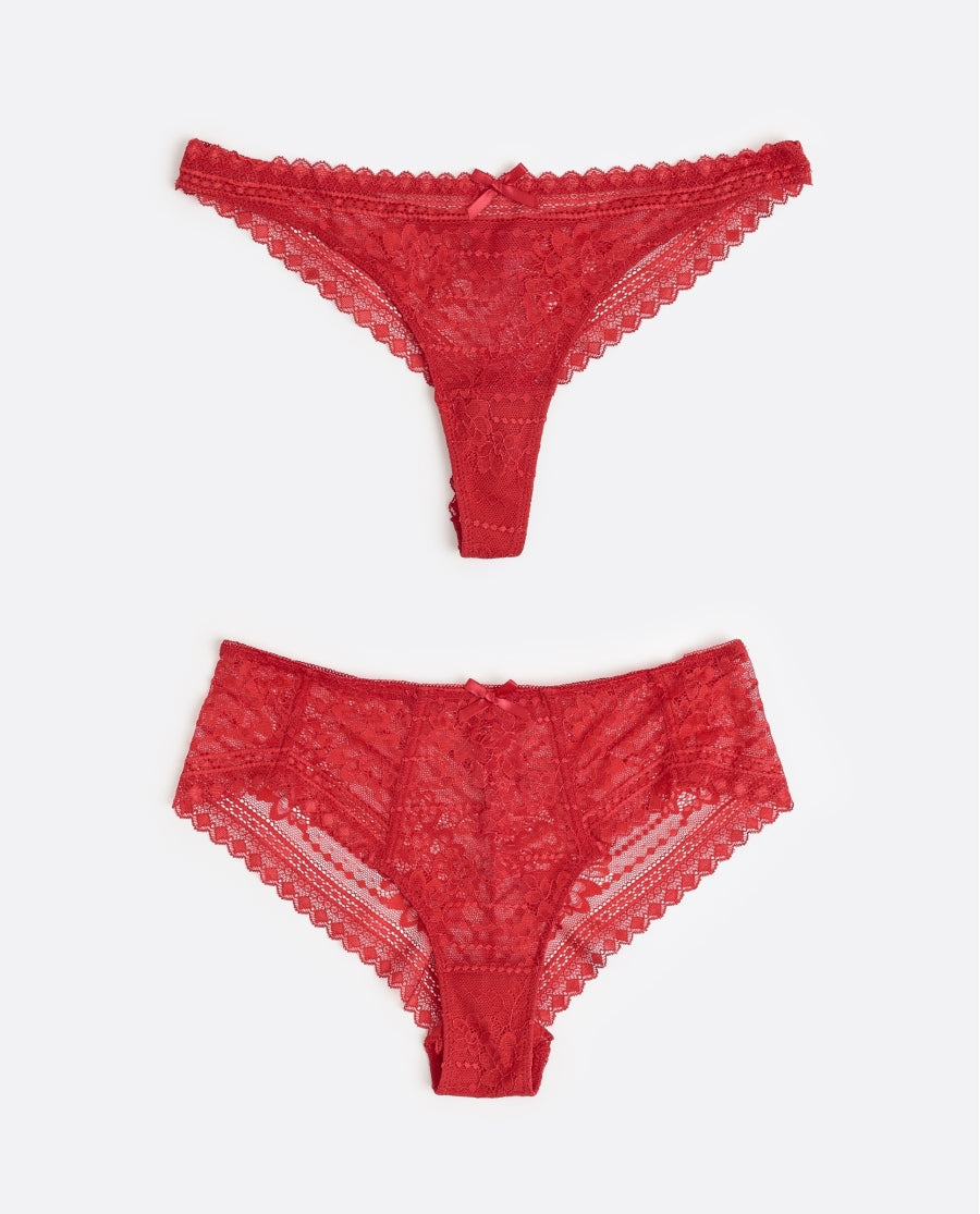 41705 - CULOTTE E TANGA ROSSE IN PIZZO