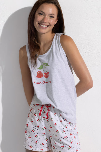 64086 - PIGIAMA DONNA CANOTTA CHERRIES