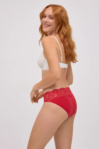 19492 - SLIP MIDI IN PIZZO ROSSO DA DONNA