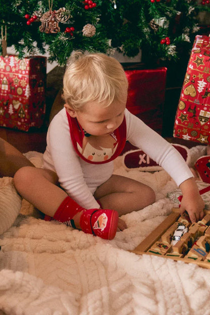 25616 - CONFEZIONE DA 2 BAVAGLINI PER NEONATI CON STAMPA NATALIZIA