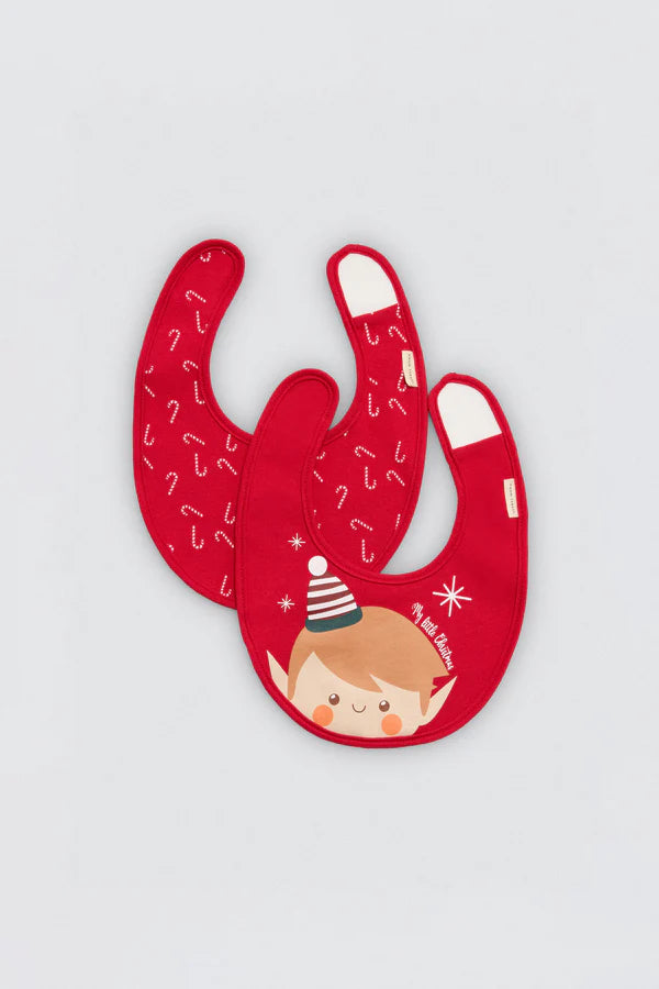 25616 - CONFEZIONE DA 2 BAVAGLINI PER NEONATI CON STAMPA NATALIZIA