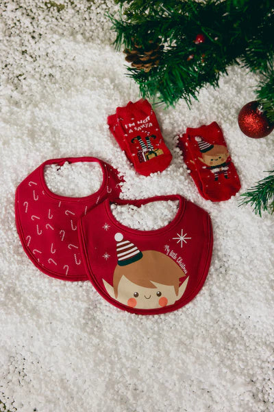 25616 - CONFEZIONE DA 2 BAVAGLINI PER NEONATI CON STAMPA NATALIZIA