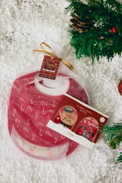 25616 - CONFEZIONE DA 2 BAVAGLINI PER NEONATI CON STAMPA NATALIZIA