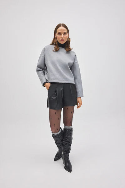 SHORTS EFFETTO PELLE NERA YSABEL MORA