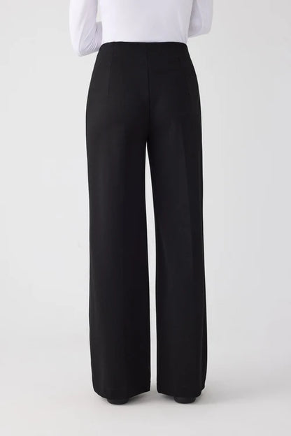 70474 - PANTALONI LARGHI A VITA ALTA CON BOTTONI DECORATIVI NERI
