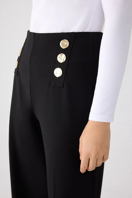 70474 - PANTALONI LARGHI A VITA ALTA CON BOTTONI DECORATIVI NERI
