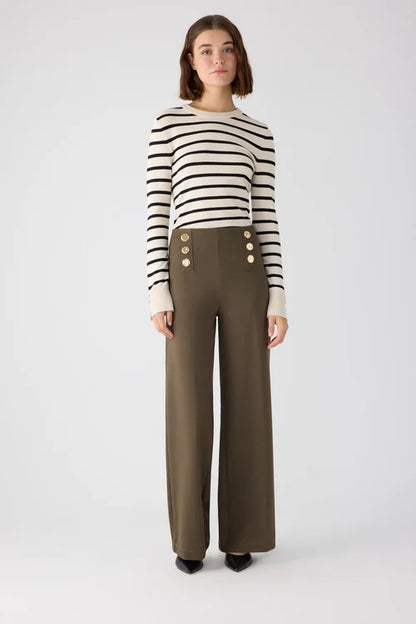 70474 - PANTALONI LARGHI A VITA ALTA CON BOTTONI DECORATIVI NERI
