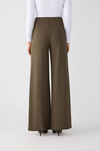 70474 - PANTALONI LARGHI A VITA ALTA CON BOTTONI DECORATIVI NERI