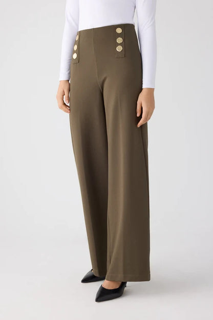 70474 - PANTALONI LARGHI A VITA ALTA CON BOTTONI DECORATIVI NERI