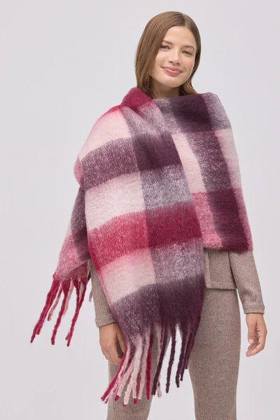 70702 - SCIALLE PASHMINA CON QUADRI A CONTRASTO