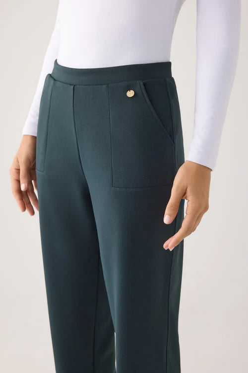 70752 - PANTALONE SLIM FIT A VITA ALTA IN PIQUE'