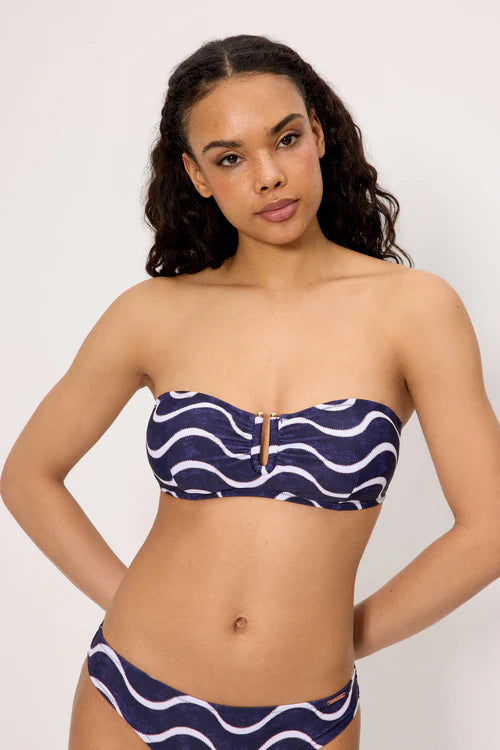 83221 - TOP BIKINI A FASCIA CON STAMPA ONDE
