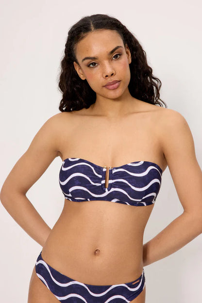 83221 - TOP BIKINI A FASCIA CON STAMPA ONDE