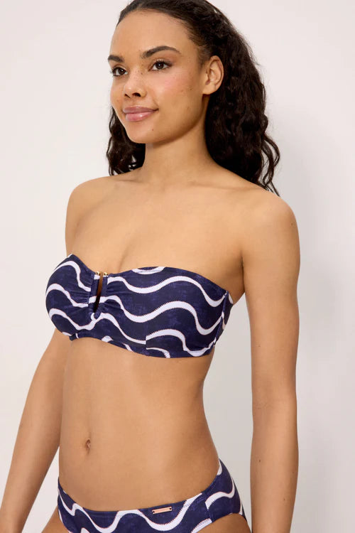83221 - TOP BIKINI A FASCIA CON STAMPA ONDE