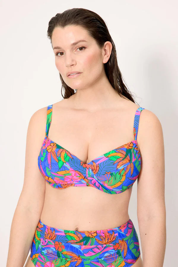 83401 - TOP BIKINI CON STAMPA TROPICALE E FERRETTO REGOLABILE
