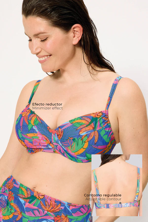 83401 - TOP BIKINI CON STAMPA TROPICALE E FERRETTO REGOLABILE