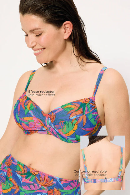 83401 - TOP BIKINI CON STAMPA TROPICALE E FERRETTO REGOLABILE