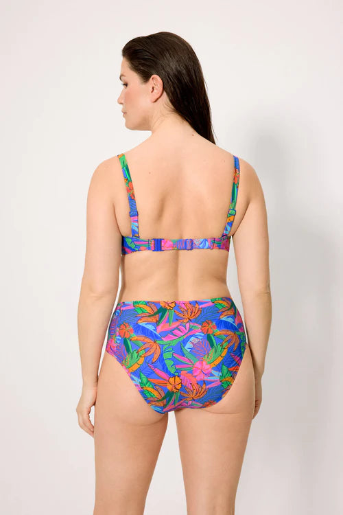 83418 - SLIP BIKINI A VITA ALTA CON STAMPA TROPICALE