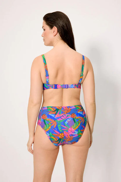 83418 - SLIP BIKINI A VITA ALTA CON STAMPA TROPICALE
