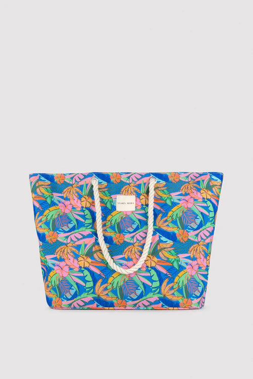 86293 - BORSA DA SPIAGGIA IN TESSUTO CON STAMPA TROPICALE