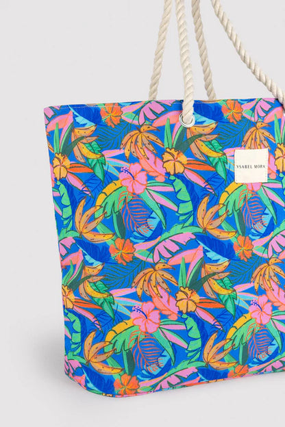 86293 - BORSA DA SPIAGGIA IN TESSUTO CON STAMPA TROPICALE