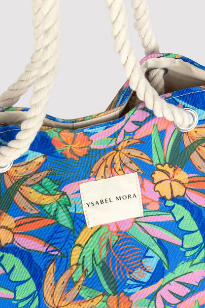 86293 - BORSA DA SPIAGGIA IN TESSUTO CON STAMPA TROPICALE
