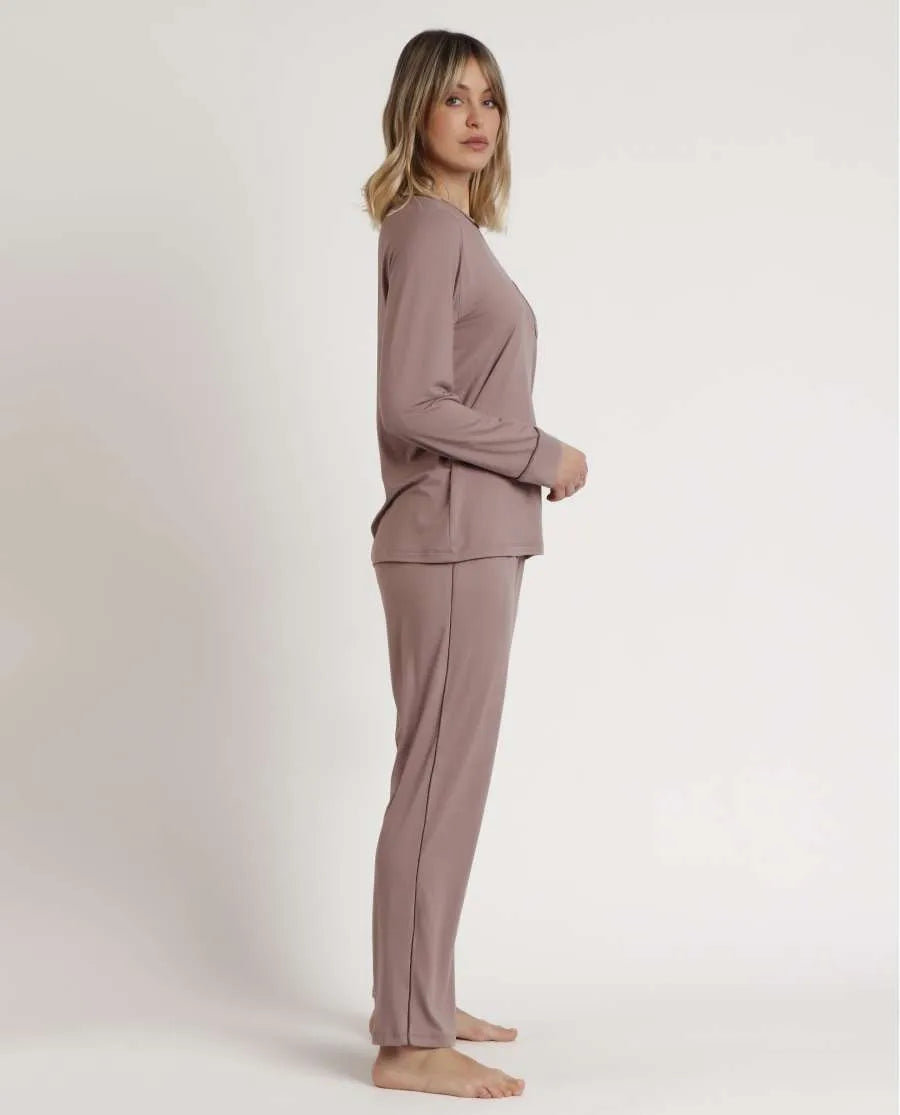 62643 -  PIGIAMA DONNA  M/L MORBIDO CON TASCHINO