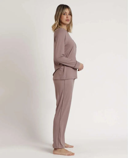 62643 -  PIGIAMA DONNA  M/L MORBIDO CON TASCHINO