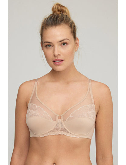 W1891 - REGGISENO FODERATO CON FERRETTO REALIZZATO IN MICROFIBRA ABBINATA A PIZZO E TULLE