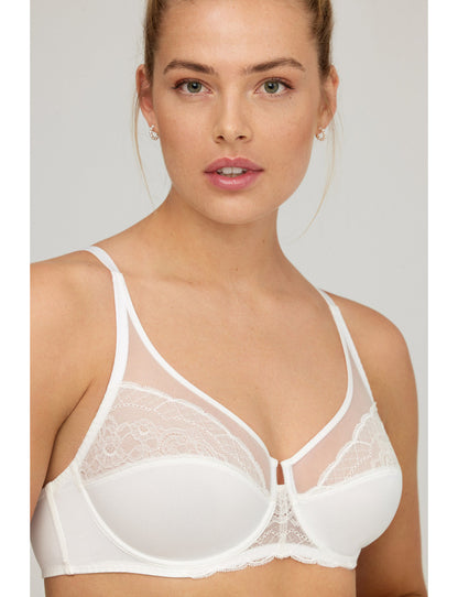W1891 - REGGISENO FODERATO CON FERRETTO REALIZZATO IN MICROFIBRA ABBINATA A PIZZO E TULLE