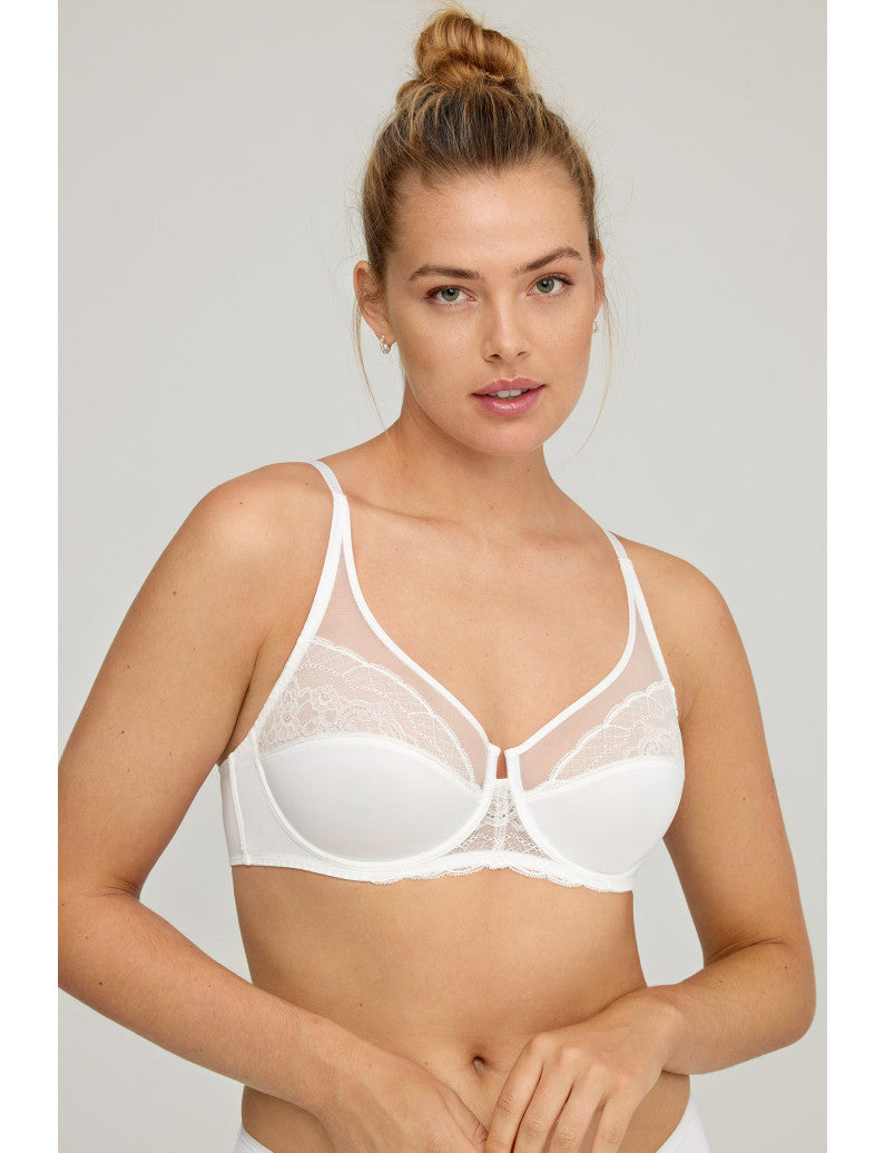 W1891 - REGGISENO FODERATO CON FERRETTO REALIZZATO IN MICROFIBRA ABBINATA A PIZZO E TULLE