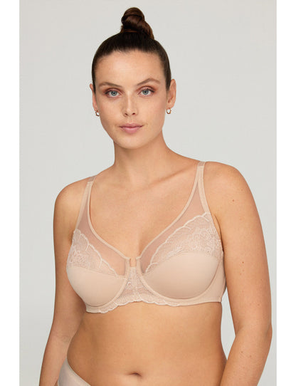 W1891 - REGGISENO FODERATO CON FERRETTO REALIZZATO IN MICROFIBRA ABBINATA A PIZZO E TULLE